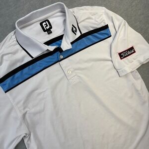 Footjoy Golf Polo Shirt Men Medium White Tour Issued Collar Titleist Performance